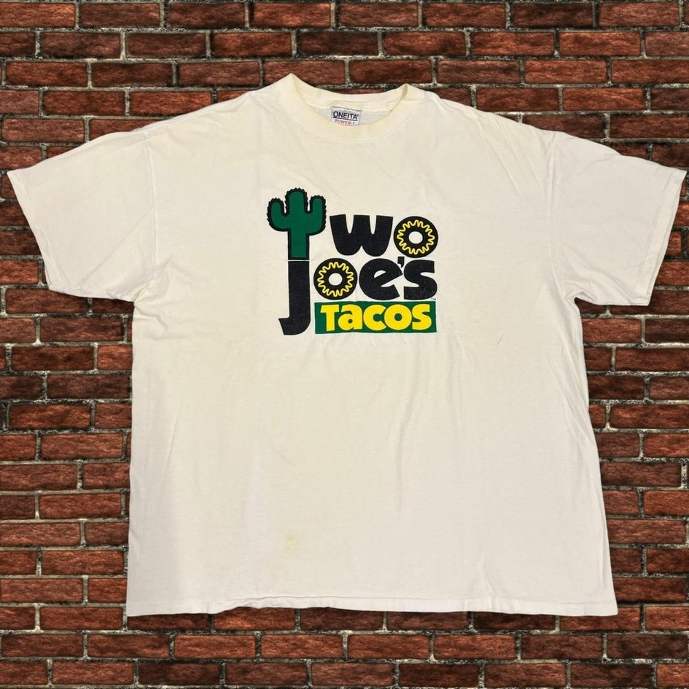 1990s Two Joes Tacos Oneita Power Tee Single Stitch Shirt XXL